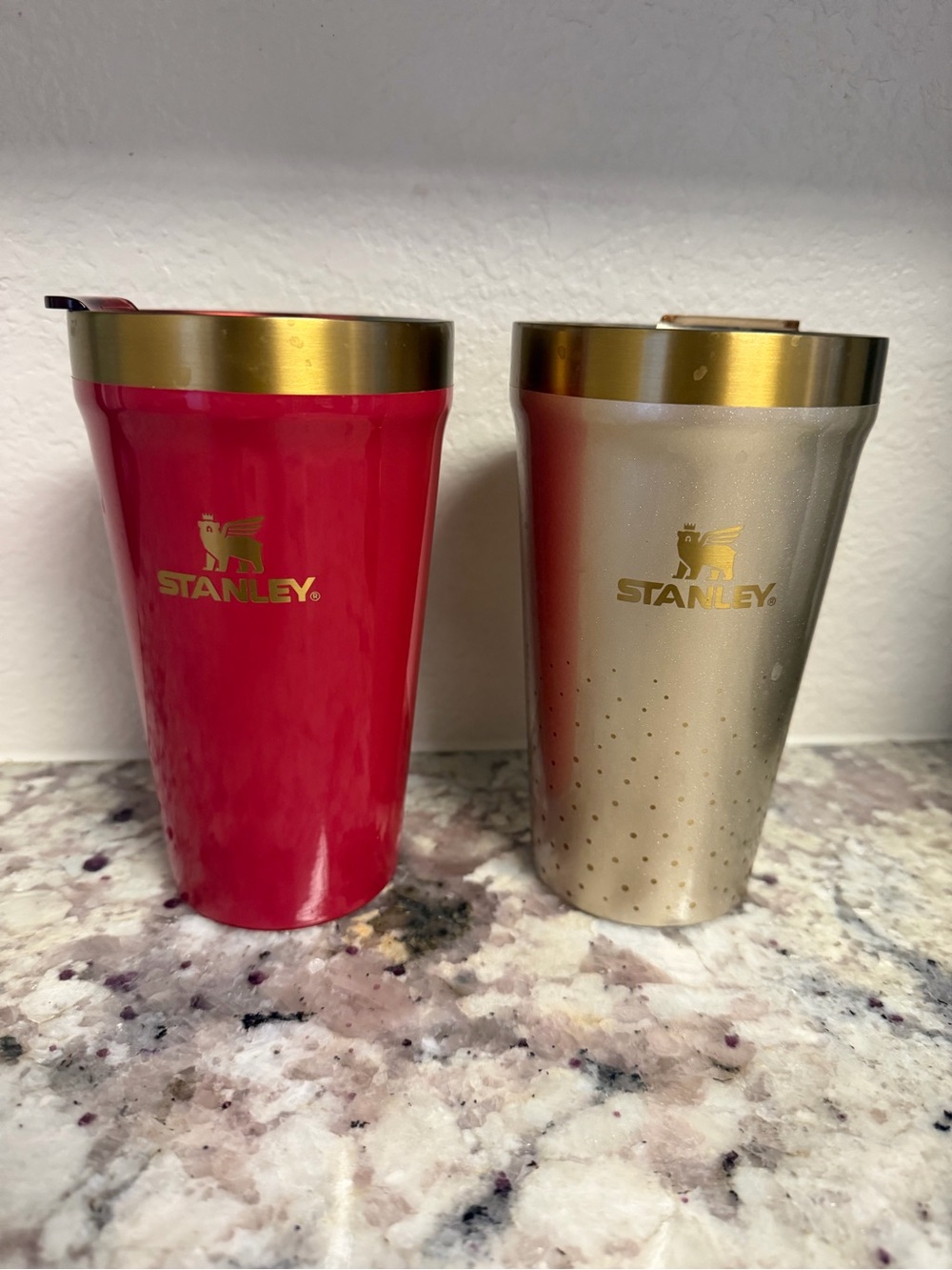 Stanley Red & Gold Insulated Travel Tumblers - Set of 2. 16 oz